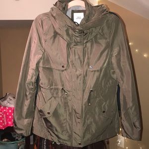 Forever 21 Olive Green Hooded Utility Jacket